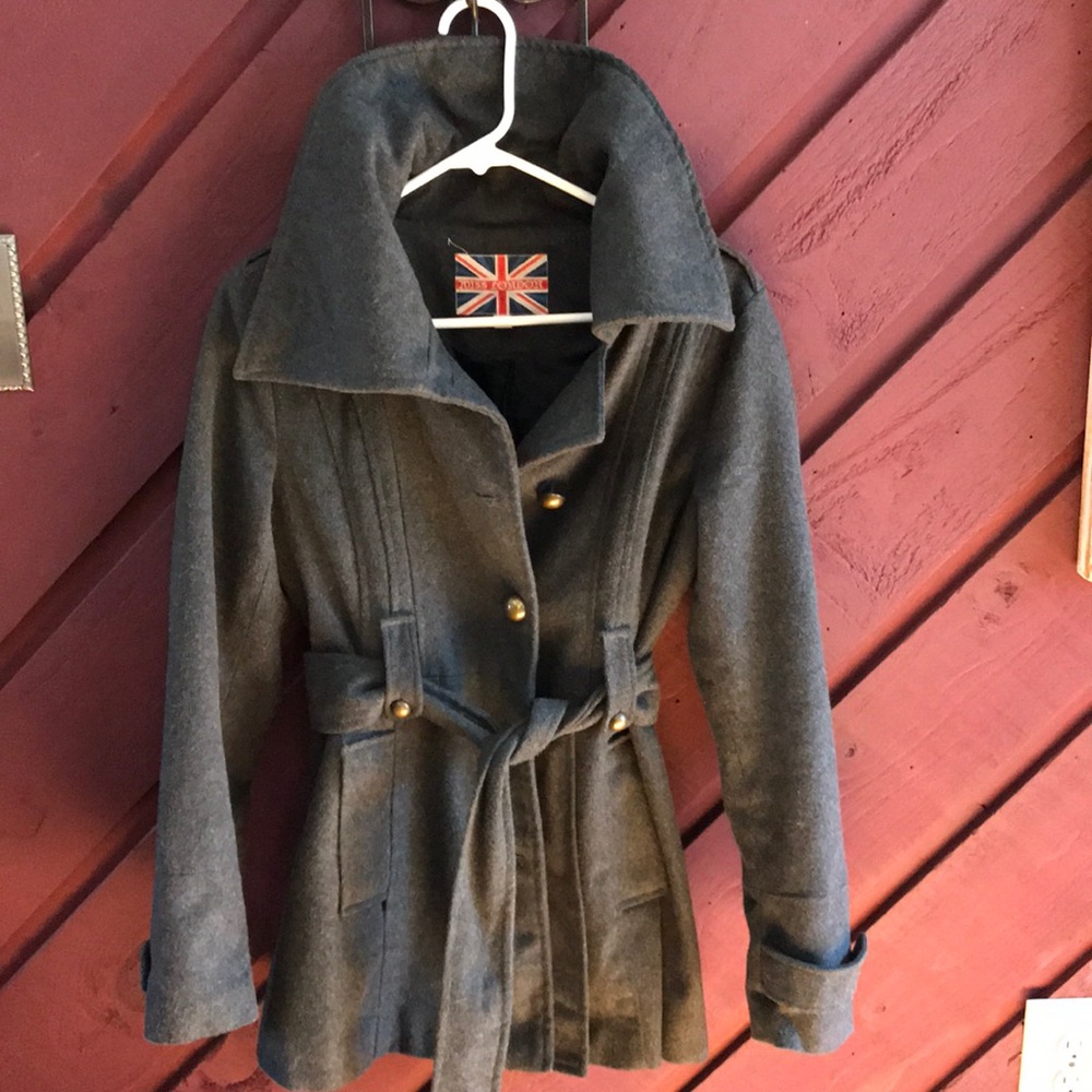 Gray wool belted jacket